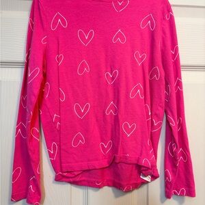 Old Navy Bright Pink Heart Long Sleeve Tee